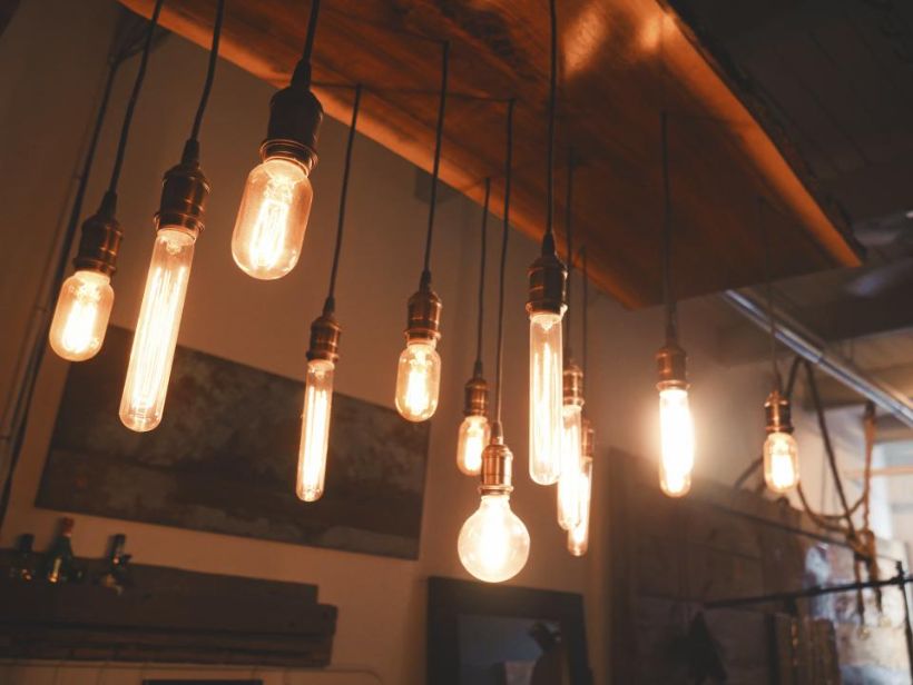 Filament pendant lights under a timber ceiling